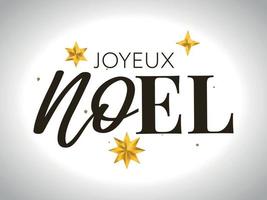 Merry Christmas in French language. Joyeux Noel modern brush vector calligraphy. Hand drawn calligraphic phrase isolated on white background. Typography for greeting card, postcards, poster, banner.