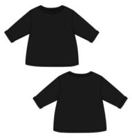 camiseta de manga larga tops plantilla de ilustración de vector de boceto plano de moda técnica para niños.