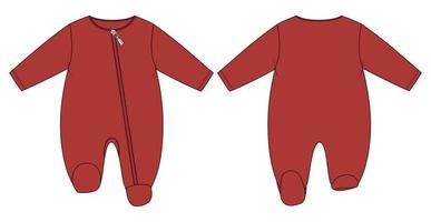 Baby bodysuit Romper Technical Fashion Flat sketch vector illustration template Front And back views