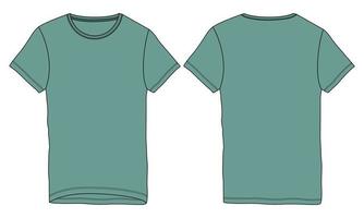 Short sleeve T-shirt technical fashion Flat sketch vector illustration Template front and back views.