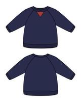 Long sleeve sweatshirt technical fashion flat sketch vector illustration template for kids