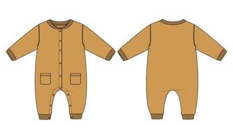 Bodysuit Romper Technical Fashion sketch vector illustration template for kids.