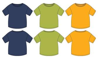 camiseta de manga corta tops plantilla de ilustración de vector de boceto plano de moda técnica para niños
