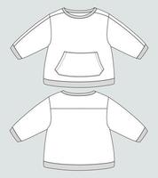 Long sleeve sweatshirt technical fashion flat sketch vector illustration template for kids