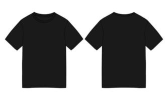 Short sleeve T-shirt technical fashion Flat sketch vector illustration Template front and back views.