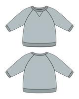 Long sleeve sweatshirt technical fashion flat sketch vector illustration template for kids