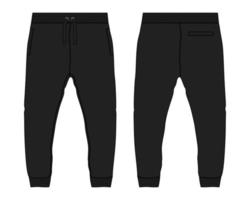 Fleece fabric Jogger Sweatpants technical fashion Flat sketch vector illustration template front and back views.