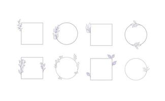 Floral decorative vector frame. Circle and square shaped frame. Elegant ornaments.