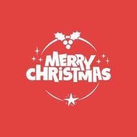 Merry Christmas lettering. Decorative holidays badge. Xmas celebration design for card or banner. vector