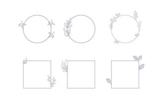 Floral decorative vector frame. Circle and square shaped frame. Elegant ornaments.