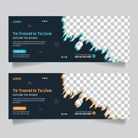 Creative business travel marketing banner for social media post cover design template vector