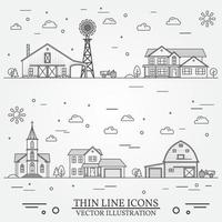 Neighborhood with buildings illustrated on white vector