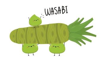 diseño de personajes de wasabi. vector de wasabi sobre fondo blanco. fondo de pantalla.