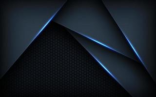 Dark abstract blue light background gradient shapes. navy blue hexagon mesh pattern decoration. vector