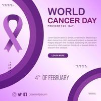 Gradient world cancer day social media Instagram posts collection against cancer vector