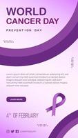 diseño de publicación de instagram de redes sociales del día mundial del cáncer degradado adecuado para anuncio web vector