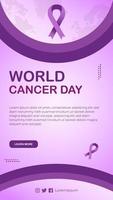 diseño de publicación de instagram de redes sociales del día mundial del cáncer degradado adecuado para anuncio web vector