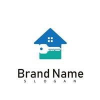 home key lock logo design real estate vector