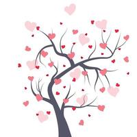 árbol con corazones vector