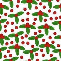 Cranberries seamless pattern, red berries with and without leaves on a white background vector