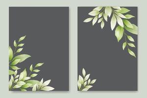 Wedding invitation card With Green Leaves Watercolor vector