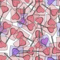 hand-drawn flat design hearts lollipops pattern vector