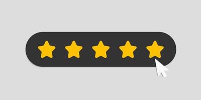 Five star rating, rate us five star, feedback concept with shadow effect isolated on grey background. vector