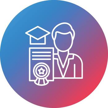 Qualification Line Gradient Circle Background Icon vector