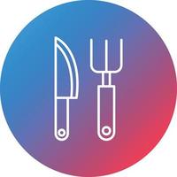 icono de fondo de círculo degradado de línea de tenedor y cuchillo vector