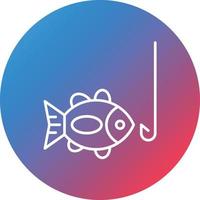 Hooked Fish Line Gradient Circle Background Icon vector