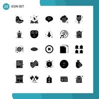 Pictogram Set of 25 Simple Solid Glyphs of washbasin bathroom heart configure cloud Editable Vector Design Elements