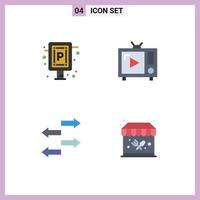 Editable Vector Line Pack of 4 Simple Flat Icons of car export board tv traffic Editable Vector Design Elements