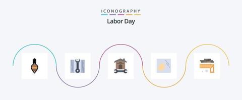 Labor Day Flat 5 Icon Pack Including height. housekeeping. household. hand. cleaning vector