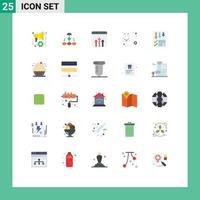 Group of 25 Modern Flat Colors Set for hospital report scheme growth data Editable Vector Design Elements