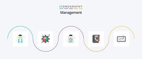 Management Flat 5 Icon Pack Including project. phone. plugin. directory. organization chart vector