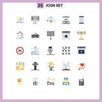 25 Thematic Vector Flat Colors and Editable Symbols of mobile analytics bulb seo presentation Editable Vector Design Elements