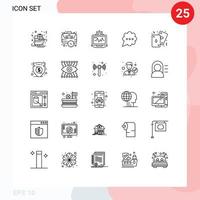 Pictogram Set of 25 Simple Lines of cards chat management bubble setting Editable Vector Design Elements