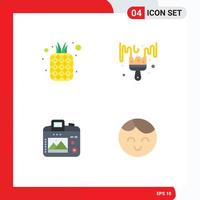 Editable Vector Line Pack of 4 Simple Flat Icons of food camera natural color hobbies Editable Vector Design Elements