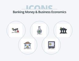 Banking Money And Business Economics Line Filled Icon Pack 5 Icon Design. insurance. finance. loan. calculator. banking vector