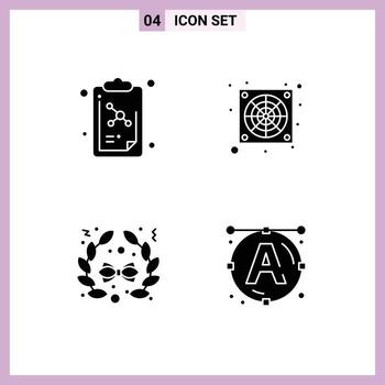 Pictogram Set of 4 Simple Solid Glyphs of education font computer bow art Editable Vector Design Elements