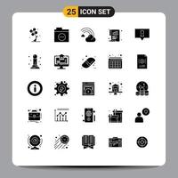 Set of 25 Modern UI Icons Symbols Signs for paper chart error bar line Editable Vector Design Elements