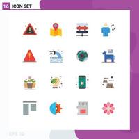 Modern Set of 16 Flat Colors Pictograph of danger update data sync body Editable Pack of Creative Vector Design Elements