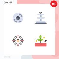 Set of 4 Modern UI Icons Symbols Signs for cap resources fountain human leaf Editable Vector Design Elements