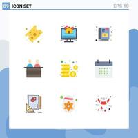 Universal Icon Symbols Group of 9 Modern Flat Colors of coins person e learning jury court Editable Vector Design Elements