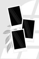 grupo de plantilla de diseño de polaroid vertical en negro convertida vector