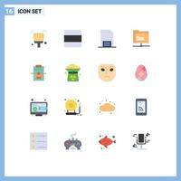 Set of 16 Modern UI Icons Symbols Signs for network storage contact server data Editable Pack of Creative Vector Design Elements
