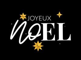 Merry Christmas in French language. Joyeux Noel modern brush vector calligraphy. Hand drawn calligraphic phrase isolated on white background. Typography for greeting card, postcards, poster, banner.