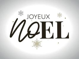 Merry Christmas in French language. Joyeux Noel modern brush vector calligraphy. Hand drawn calligraphic phrase isolated on white background. Typography for greeting card, postcards, poster, banner.