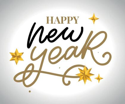 Happy New Year Abstract Botanical Card with Square Frame Banner and Modern Typography. Green and Pink Pastel Colors Greeting Layout. Isolated. vector