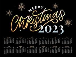 2023 Calendar year vector illustration. The week starts on Sunday. Christmas snowflakes calendar 2023 template. Calendar design Sunday in red colors. Vector